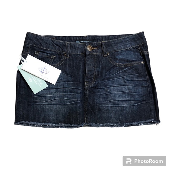 Chaconia Dolls Dresses & Skirts - NEW Chaconia Dolls Denim Micro Mini Skirt Womens XL Dark Wash Cotton Preppy
